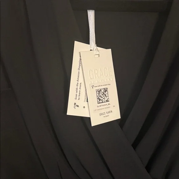 Grace Karin Black Dressy Blouse Size L - Picture 3 of 6